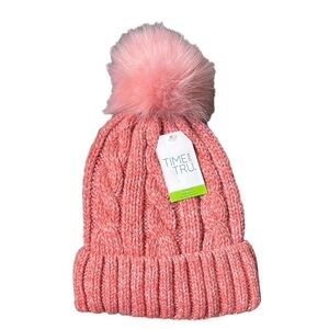 Winter Hat pink fuzzy ball too warm NEW with tags